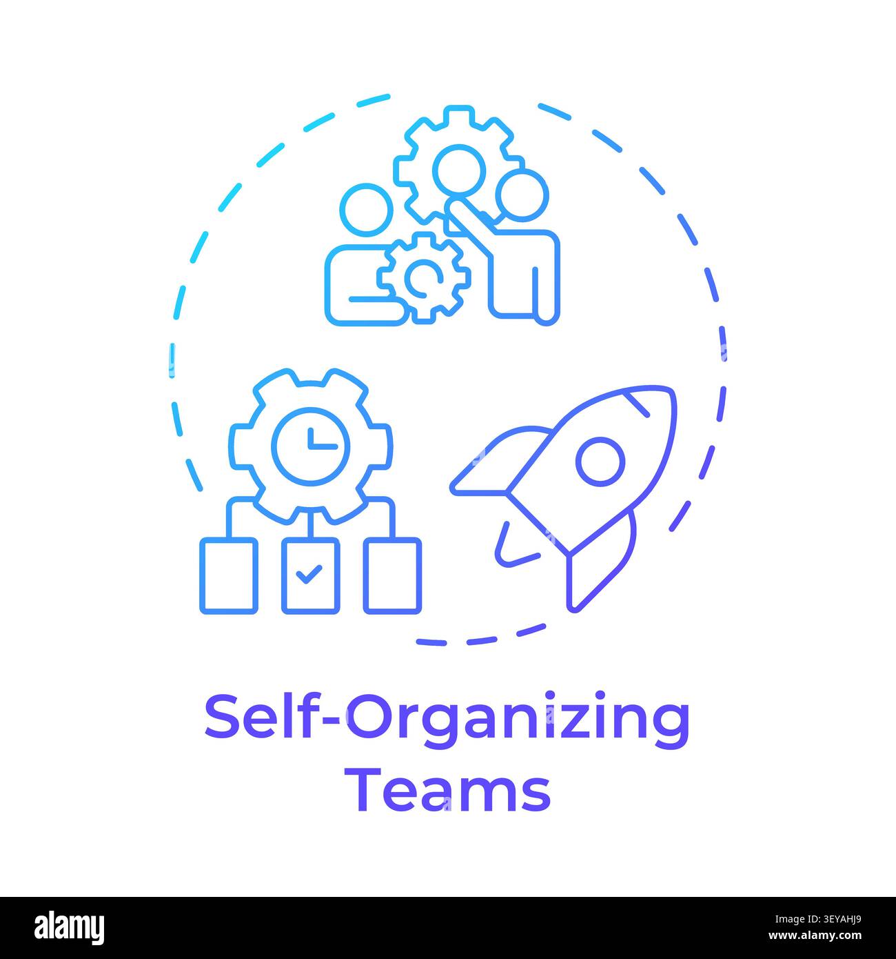 Self organizing teams blue gradient concept icon Stock Vector