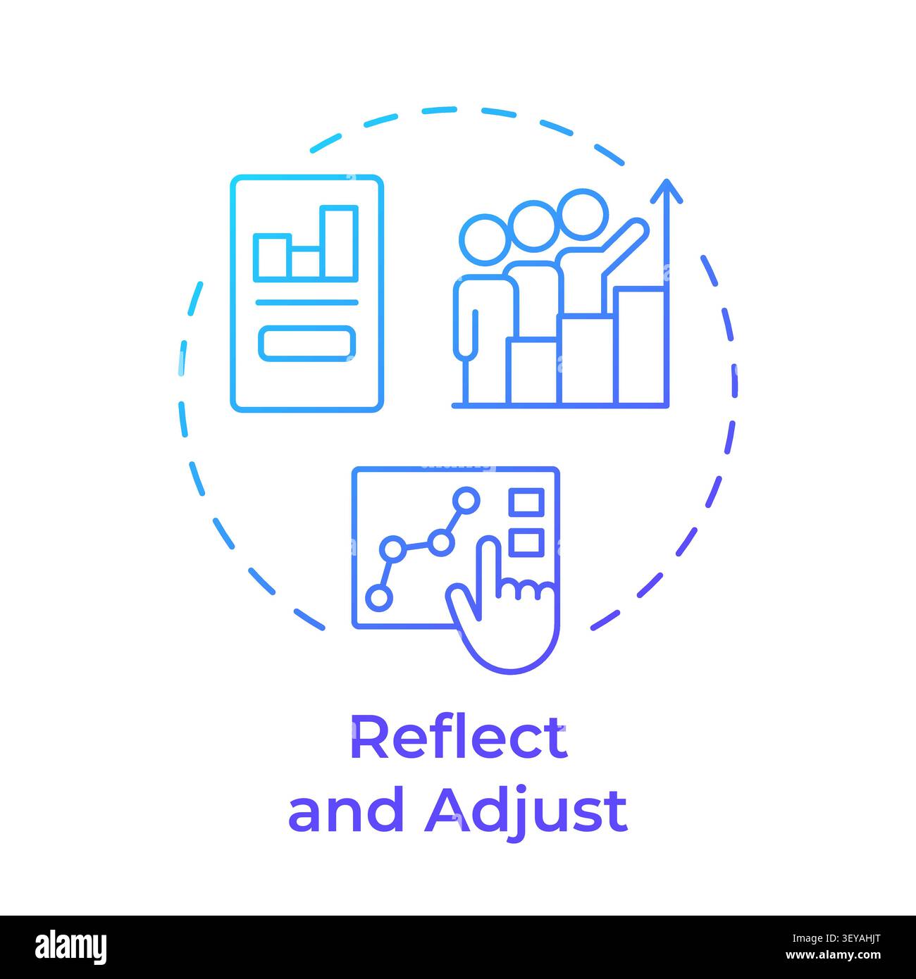 Reflect and adjust blue gradient concept icon Stock Vector