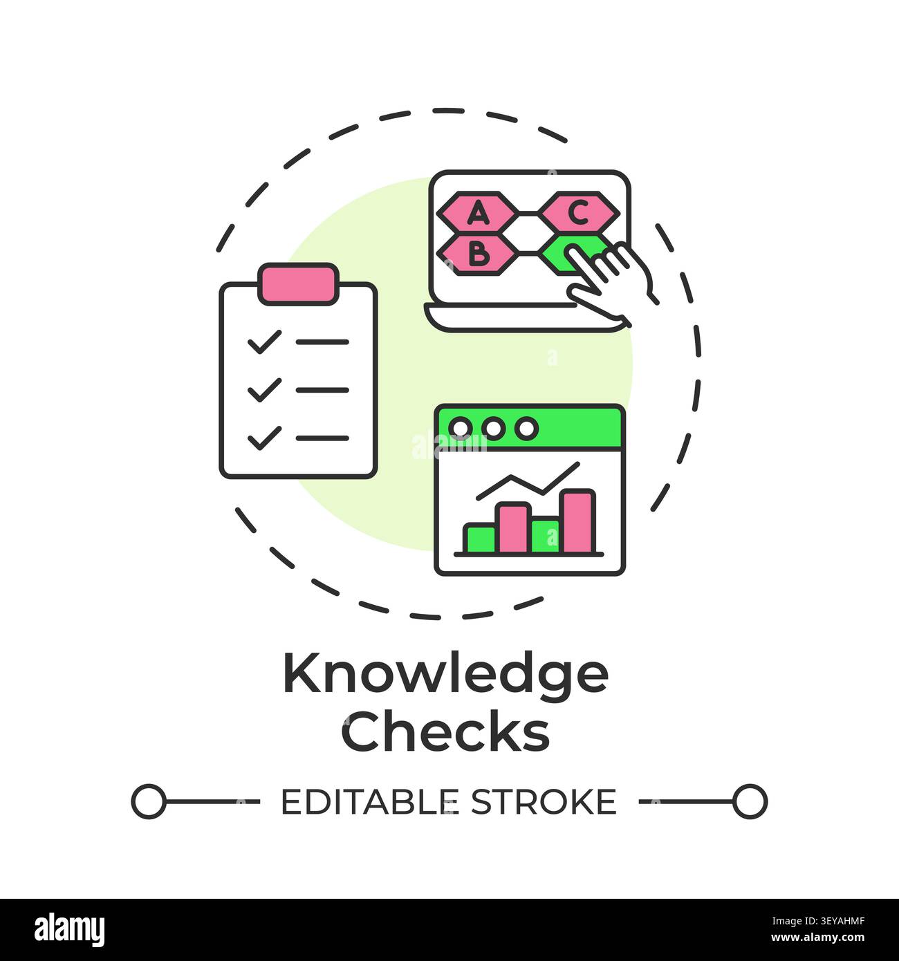 Knowledge checks multi color concept icon Stock Vector