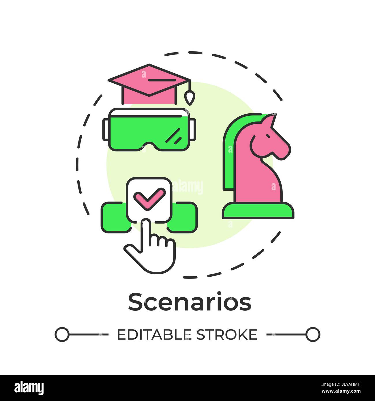 Scenarios multi color concept icon Stock Vector