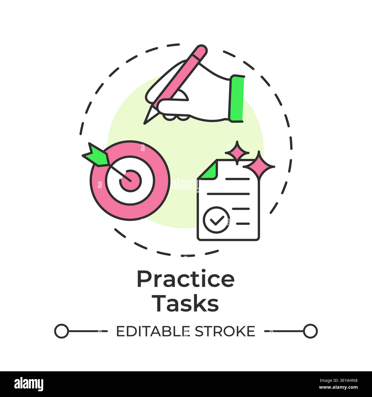 Practice tasks multi color concept icon Stock Vector