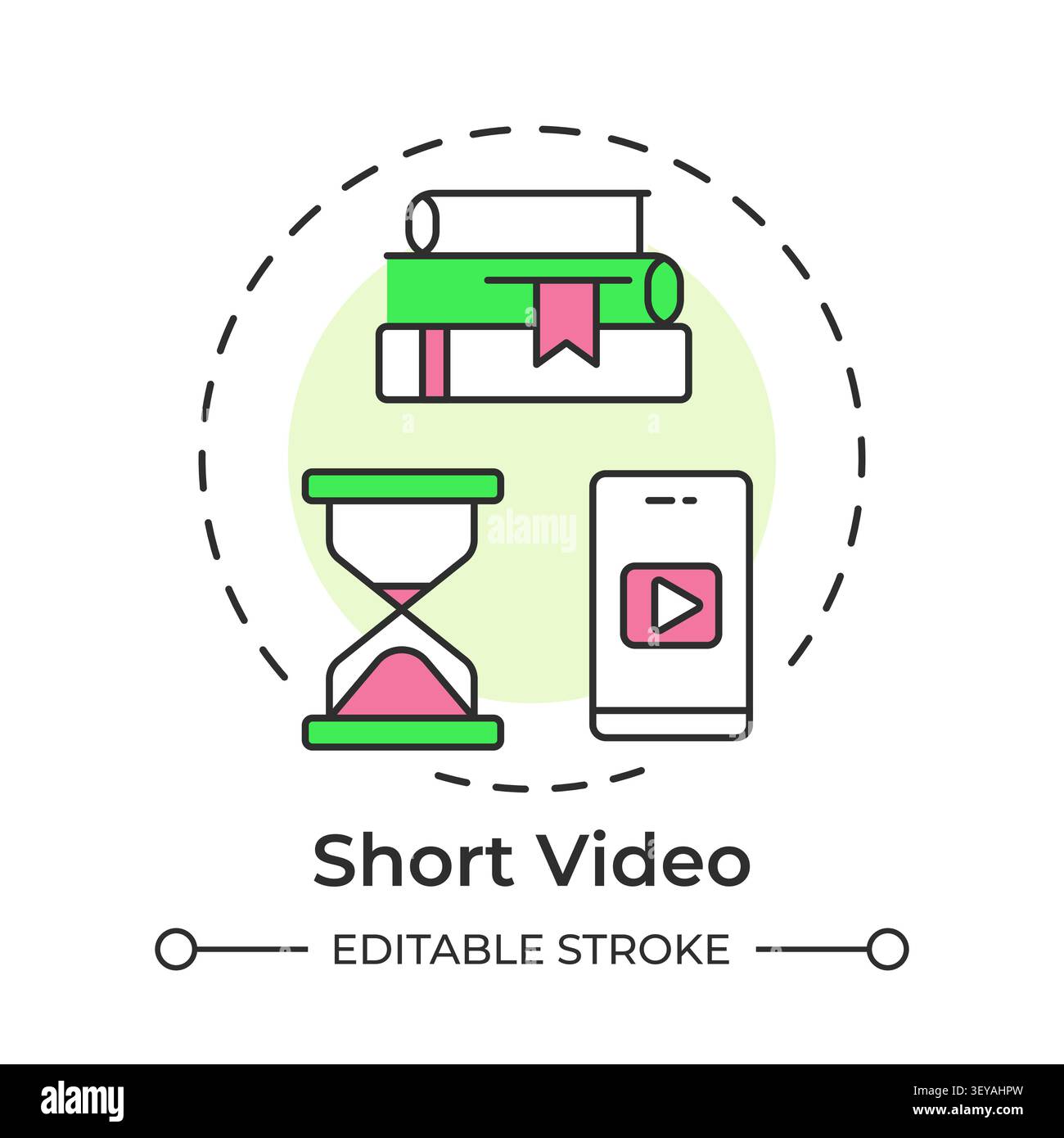 Short video multi color concept icon Stock Vector