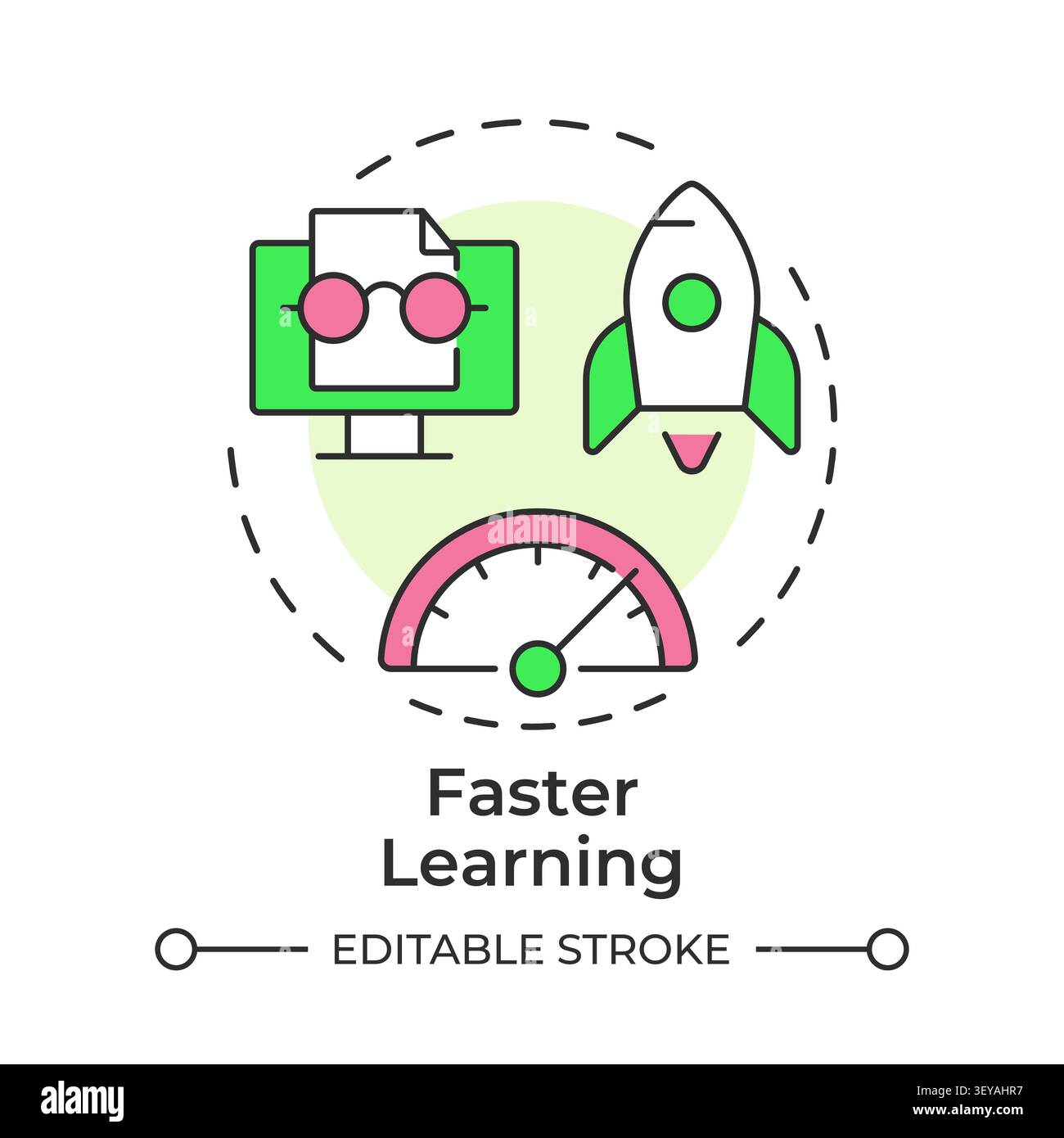 Faster learning multi color concept icon Stock Vector