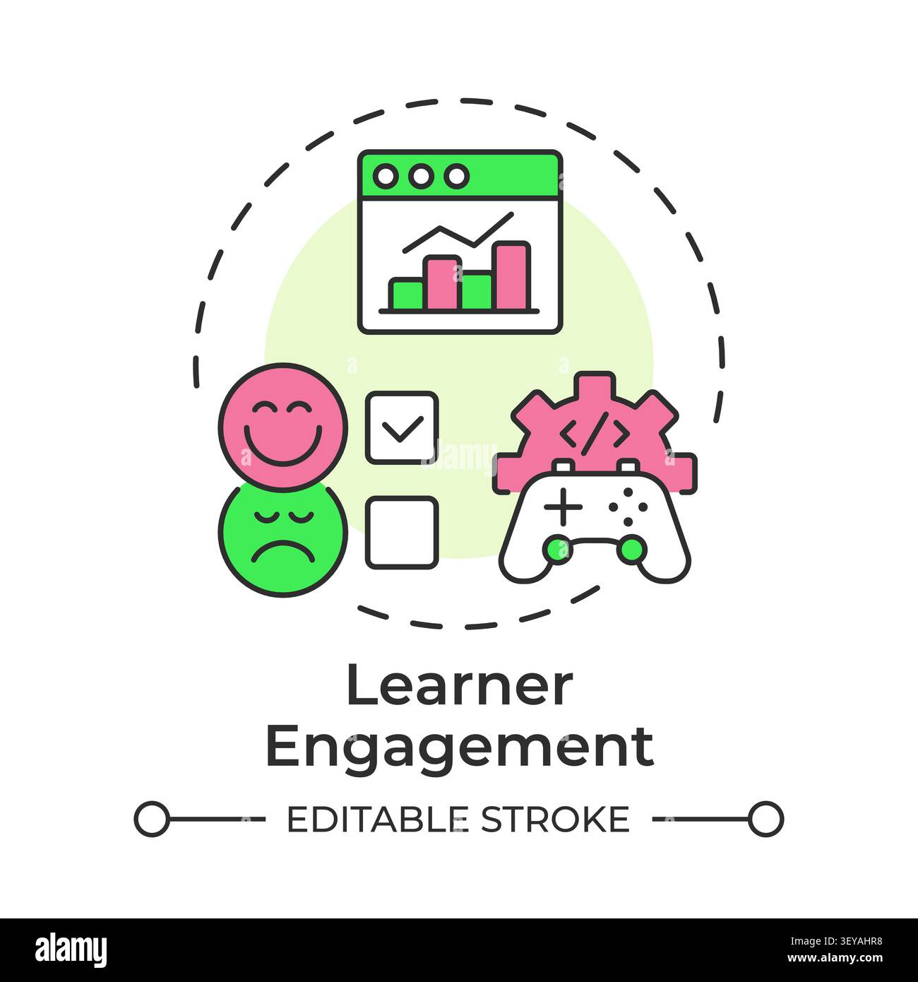 Learner engagement multi color concept icon Stock Vector