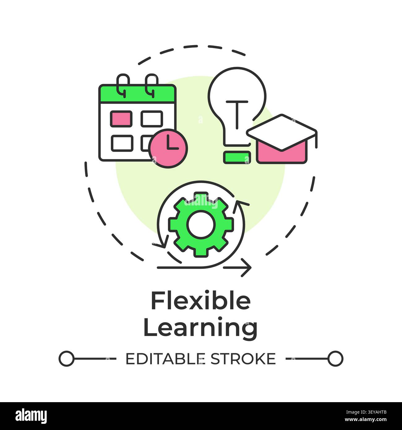 Flexible learning multi color concept icon Stock Vector