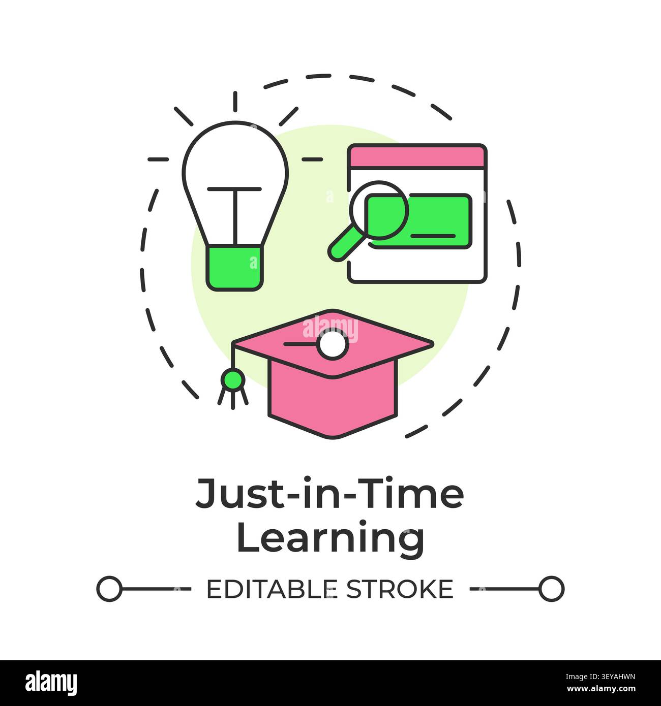 Just-in-time learning multi color concept icon Stock Vector