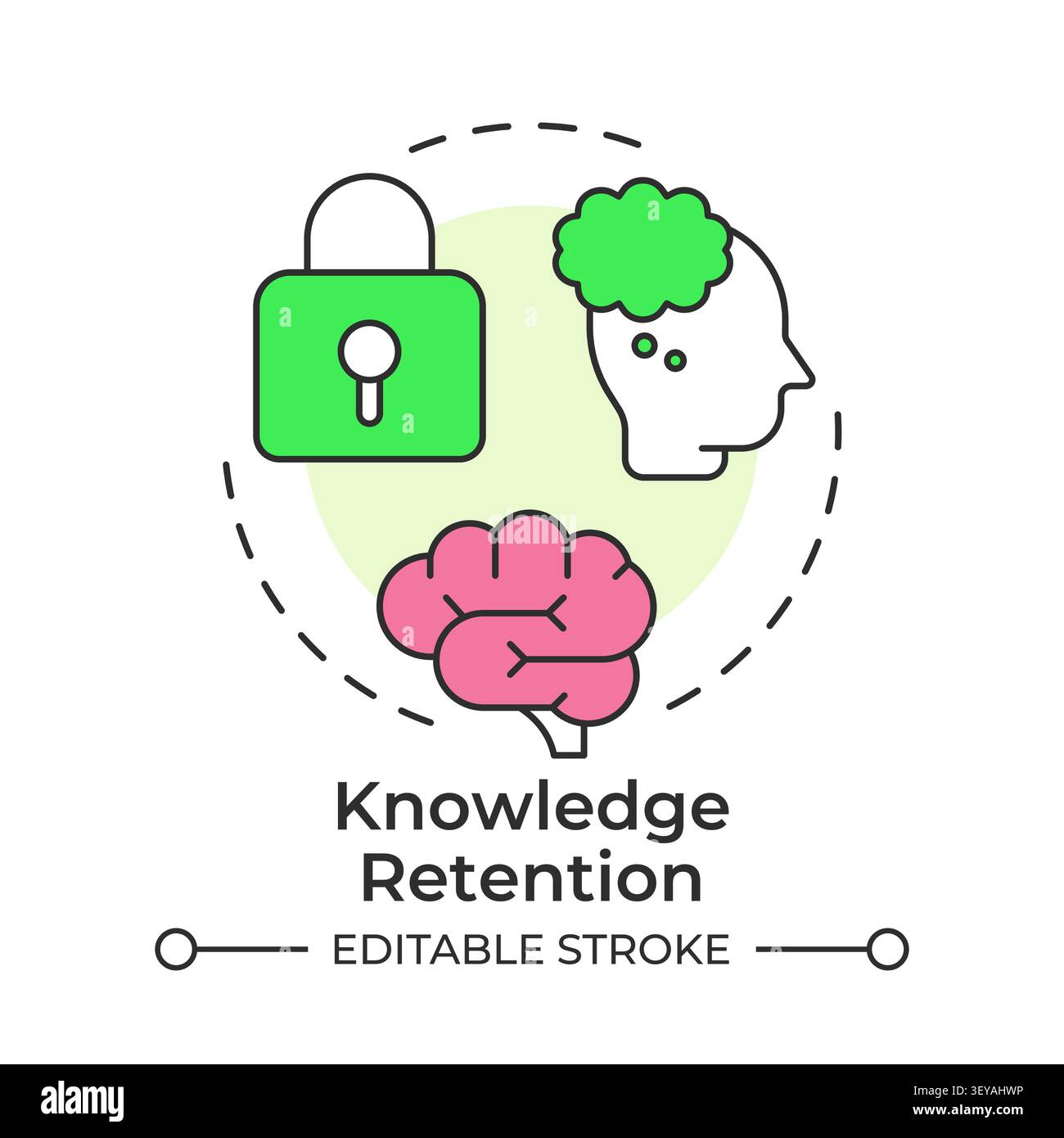 Knowledge retention multi color concept icon Stock Vector