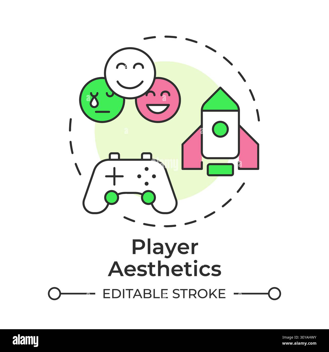 Player aesthetics multi color concept icon Stock Vector