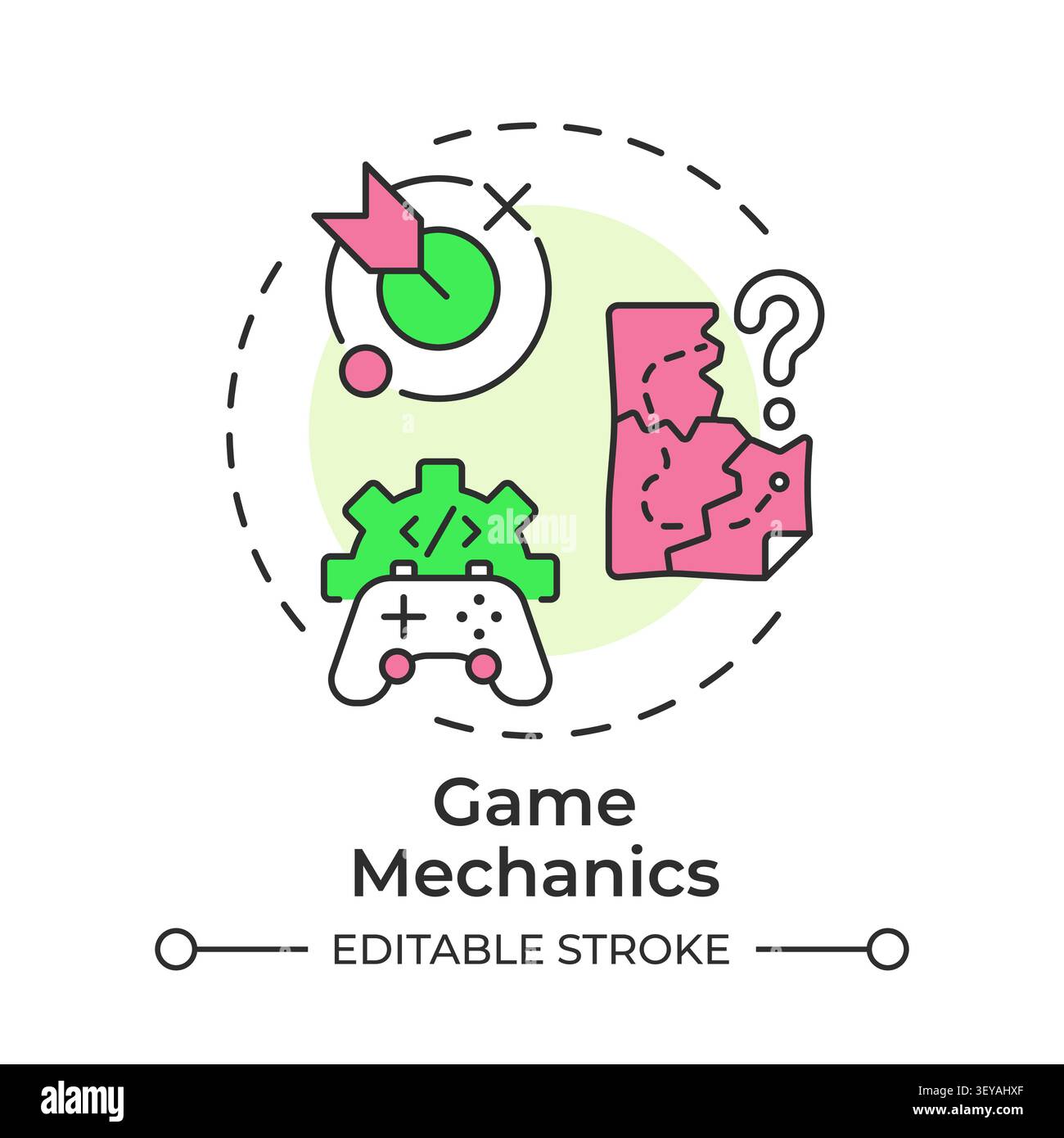 Game mechanics multi color concept icon Stock Vector
