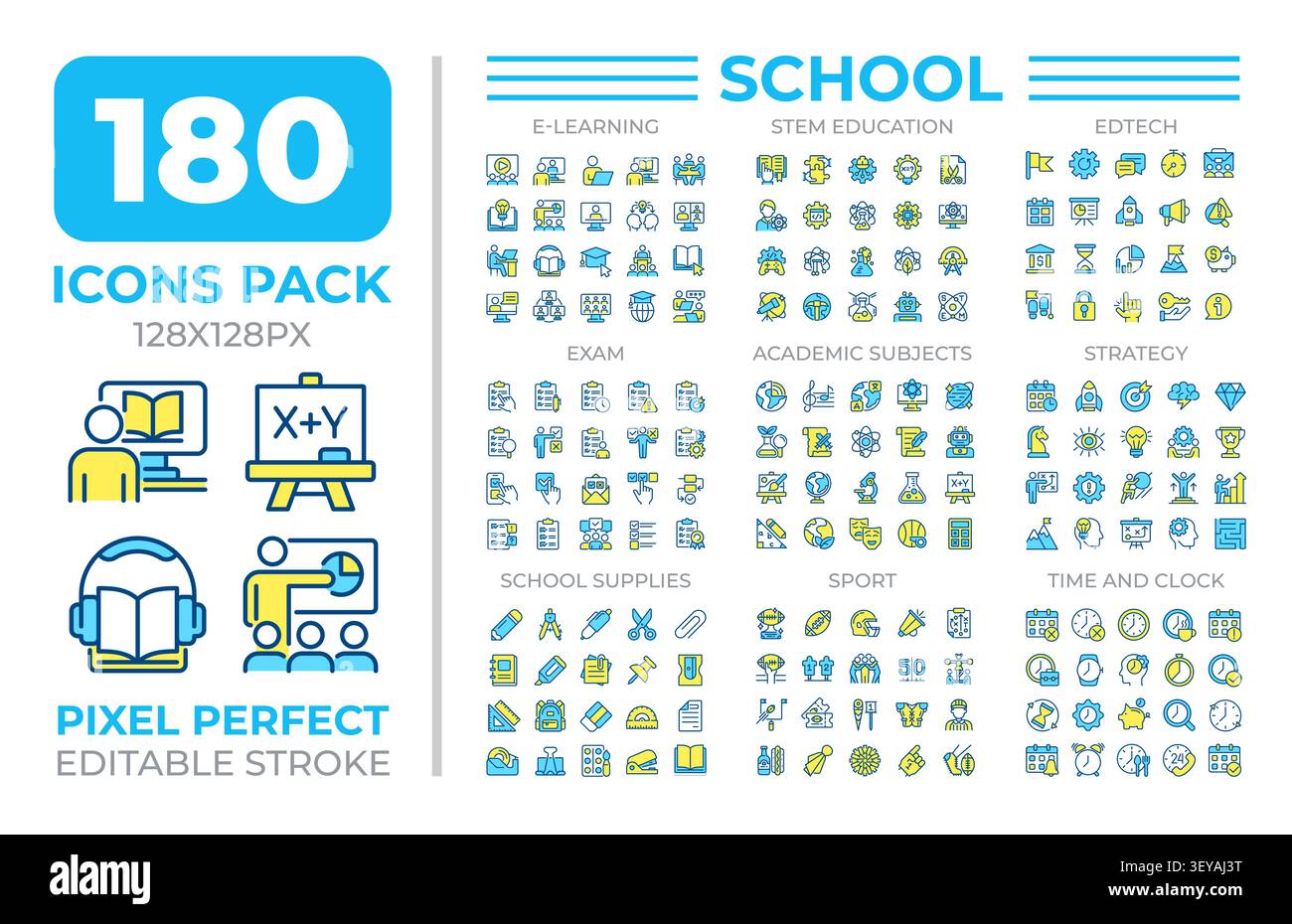 School colorful icons set collection Stock Vector