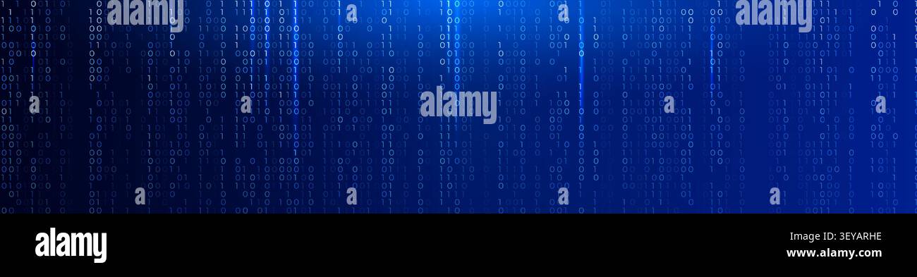 1 0 Binary Code, Abstract Matrix Blue Background for Computer Data Digital Technology, Cybersecurity, SaaS, Software Cyber Tech Pattern. Information Stock Vector