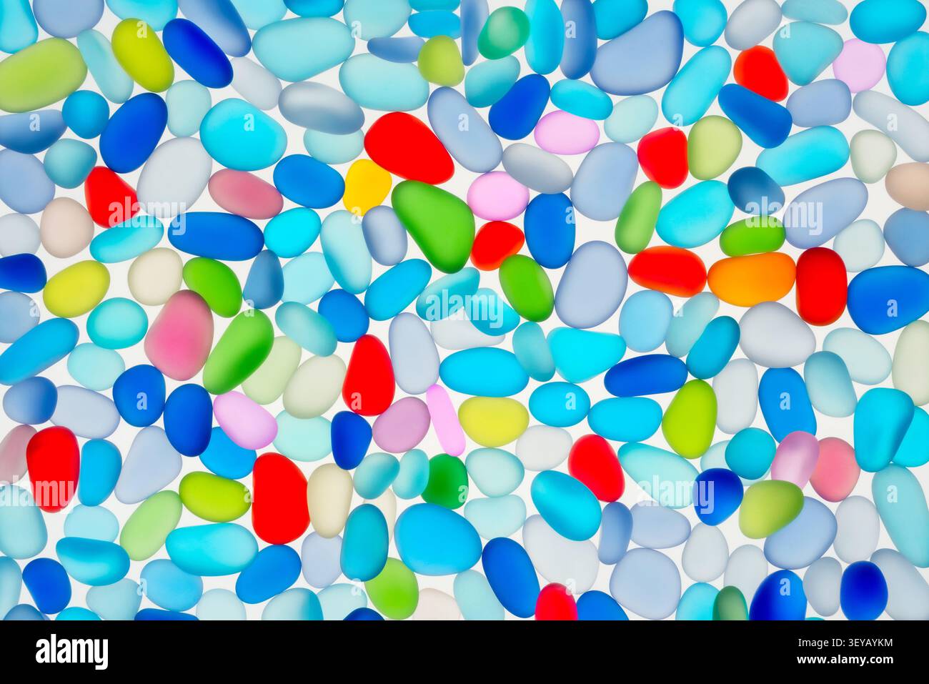 Colorful array of glass shapes. Stock Photo