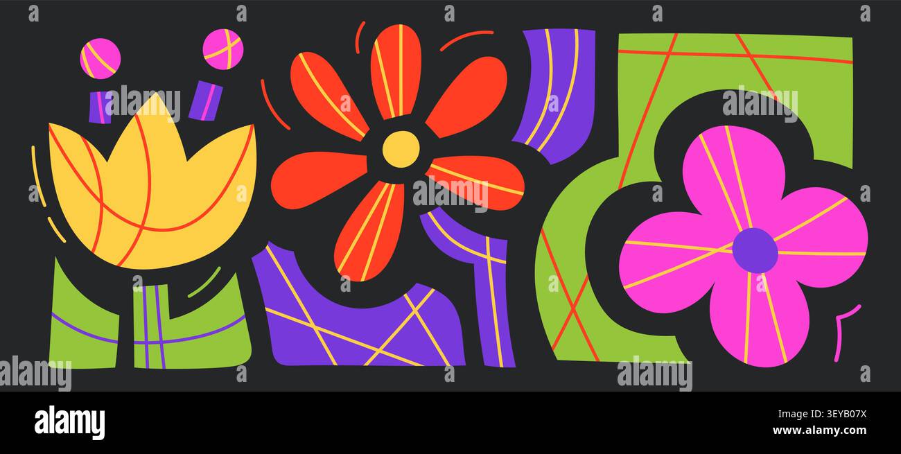 Abstract cloud and flower shapes sticker pack Stock Vector