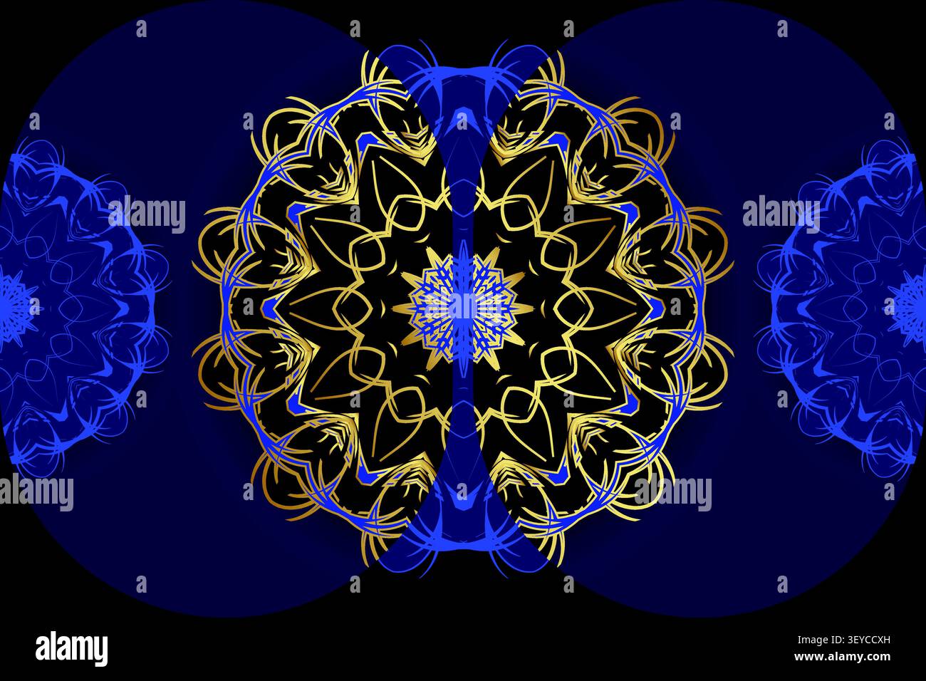 premium blue background with gold mandala Stock Vector