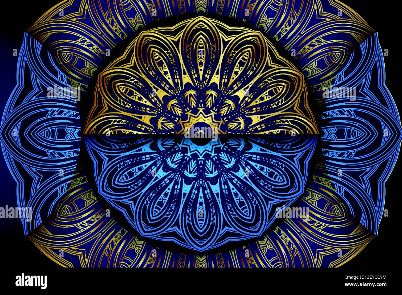 premium gold blue decorative pattern backdrop Stock Vector