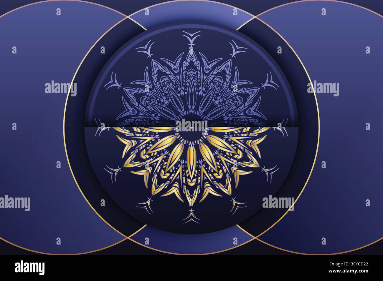 elegant gold blue mandala pattern design Stock Vector