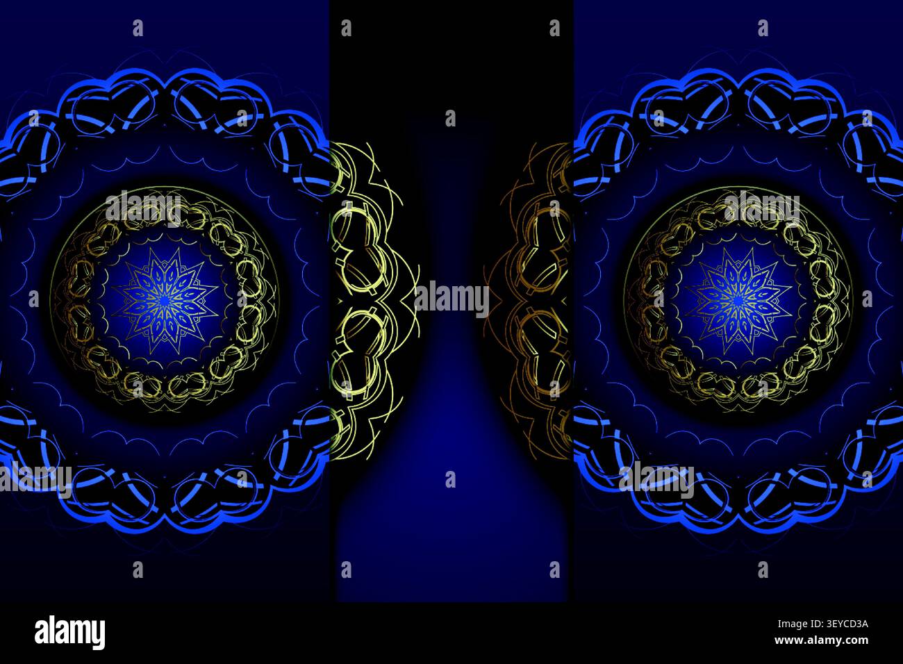 deep blue gold geometric mandala background Stock Vector