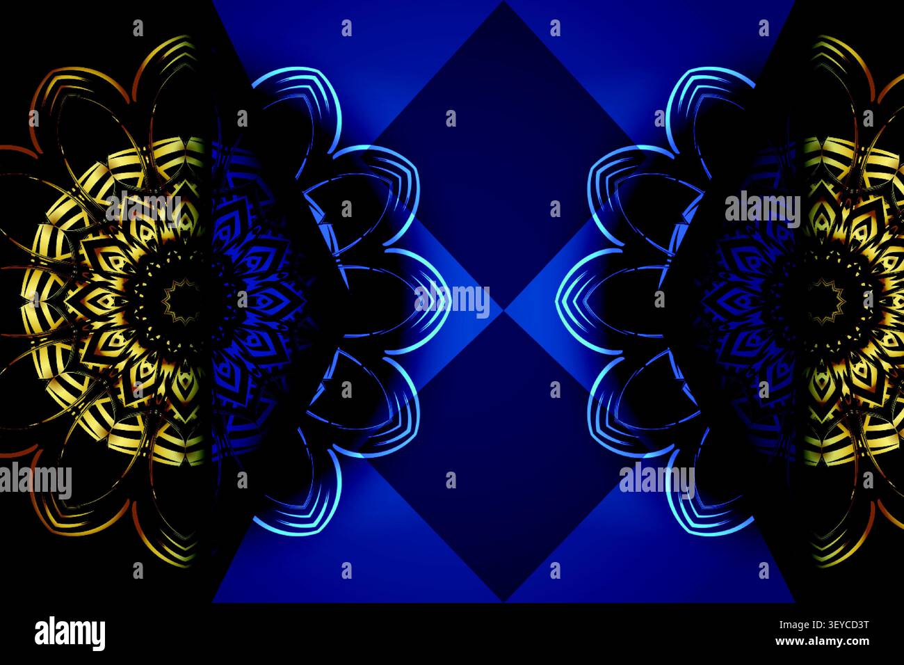 ornate navy gold abstract mandala texture Stock Vector