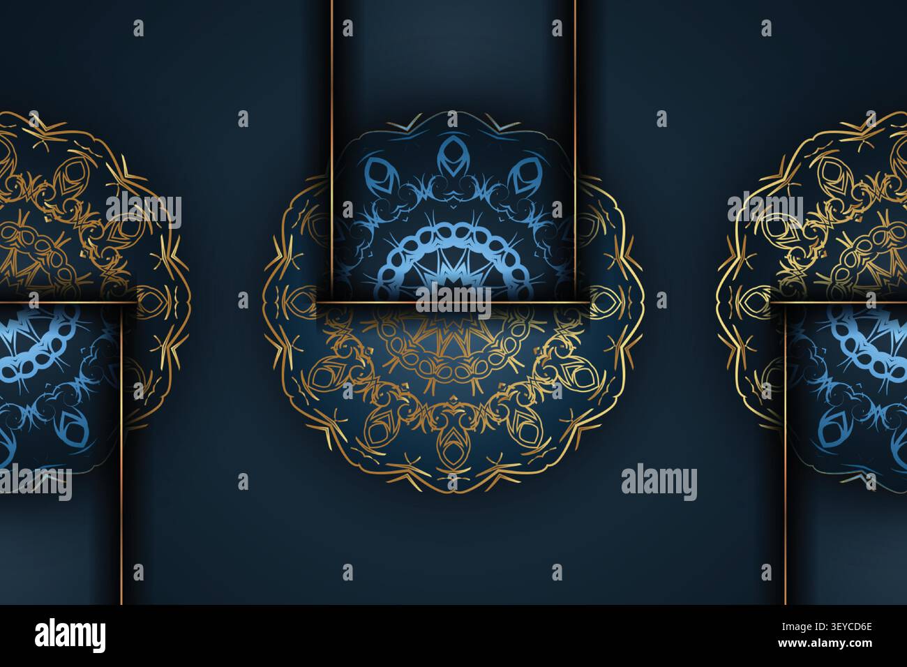 abstract luxury mandala gold navy background Stock Vector