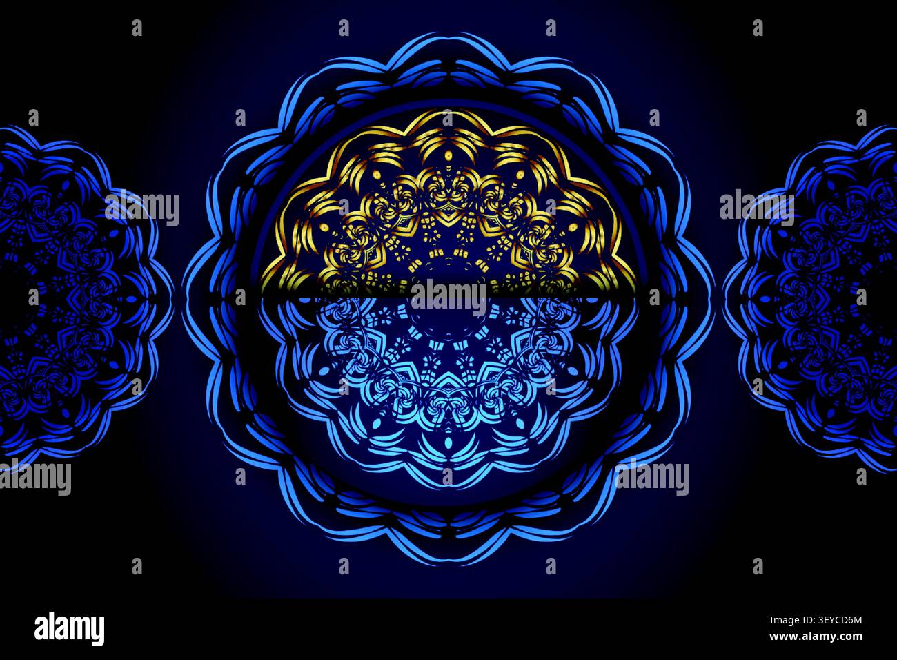 seamless gold blue mandala pattern texture Stock Vector