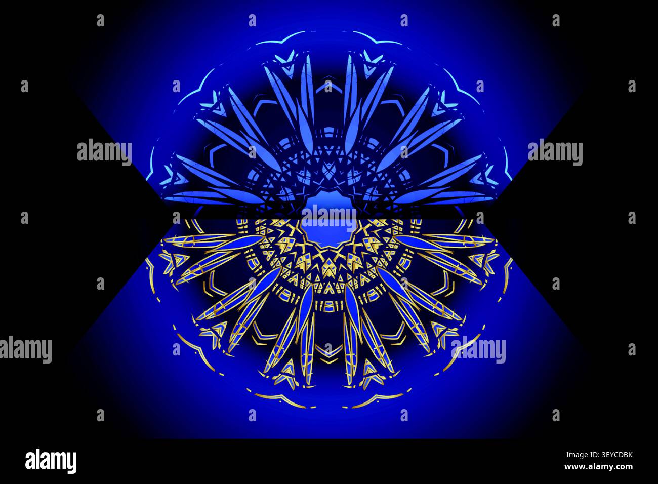 luxury gold blue repeating mandala pattern Stock Vector