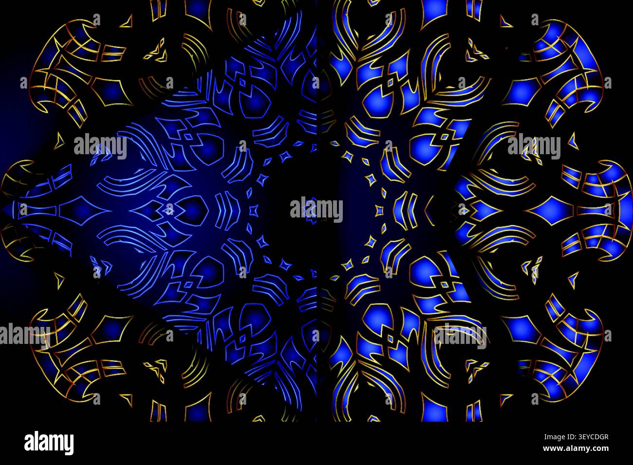 elegant blue gold decorative mandala texture Stock Vector