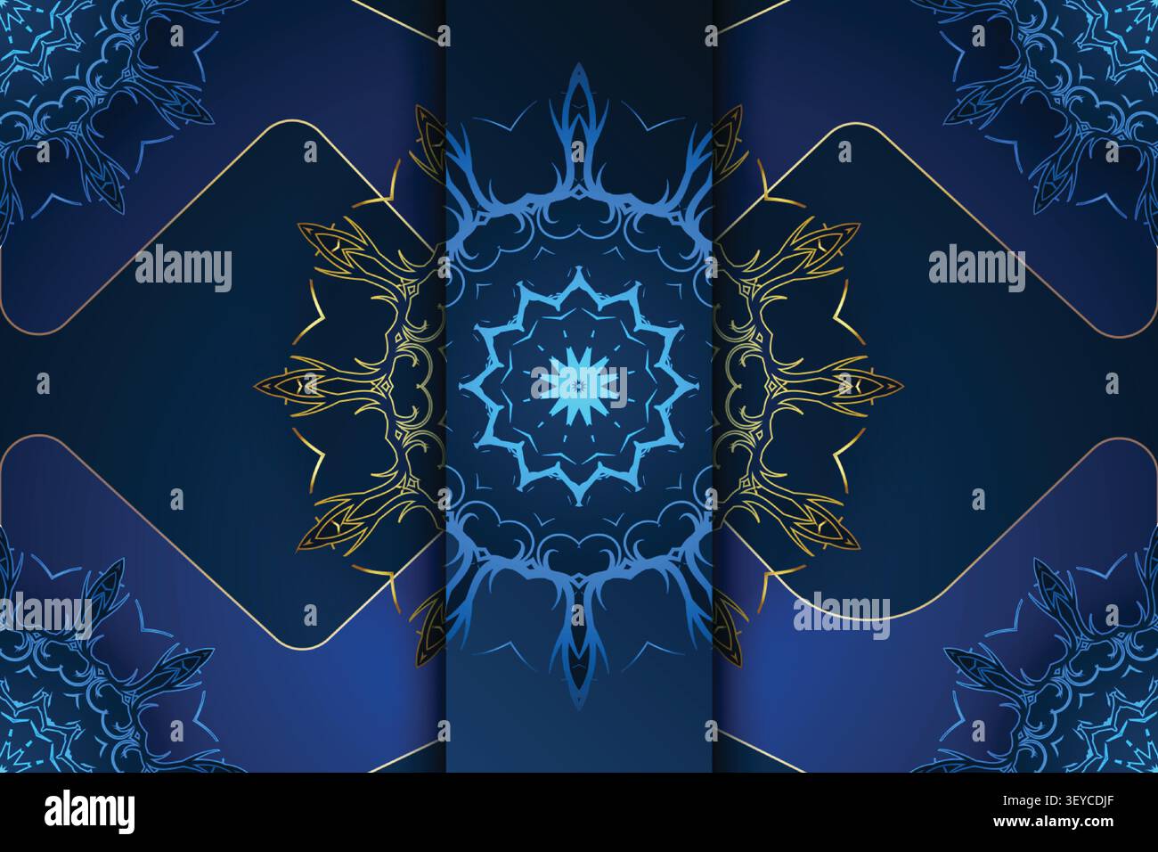 islamic style gold blue mandala background Stock Vector
