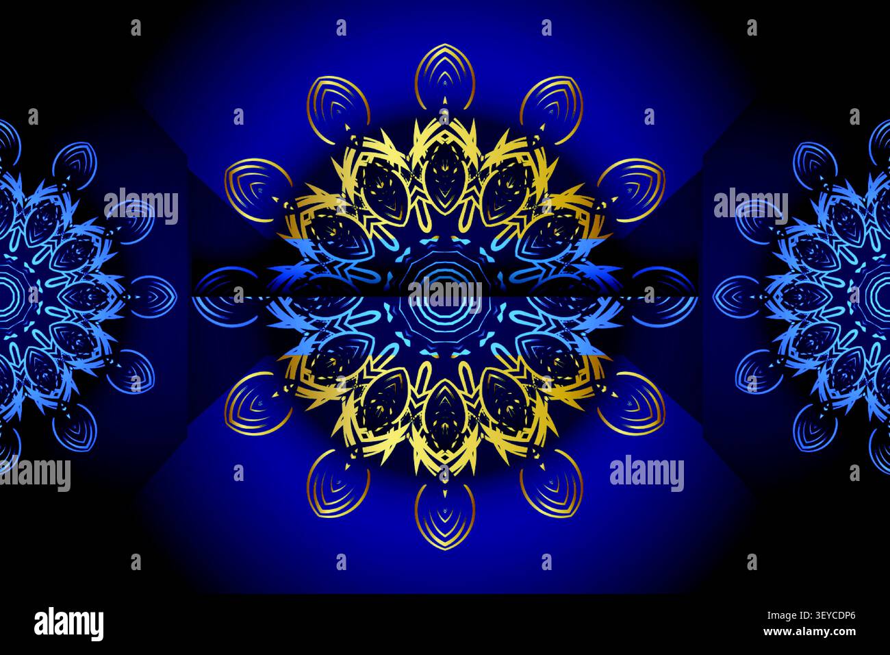 premium arabesque gold blue ornament background Stock Vector