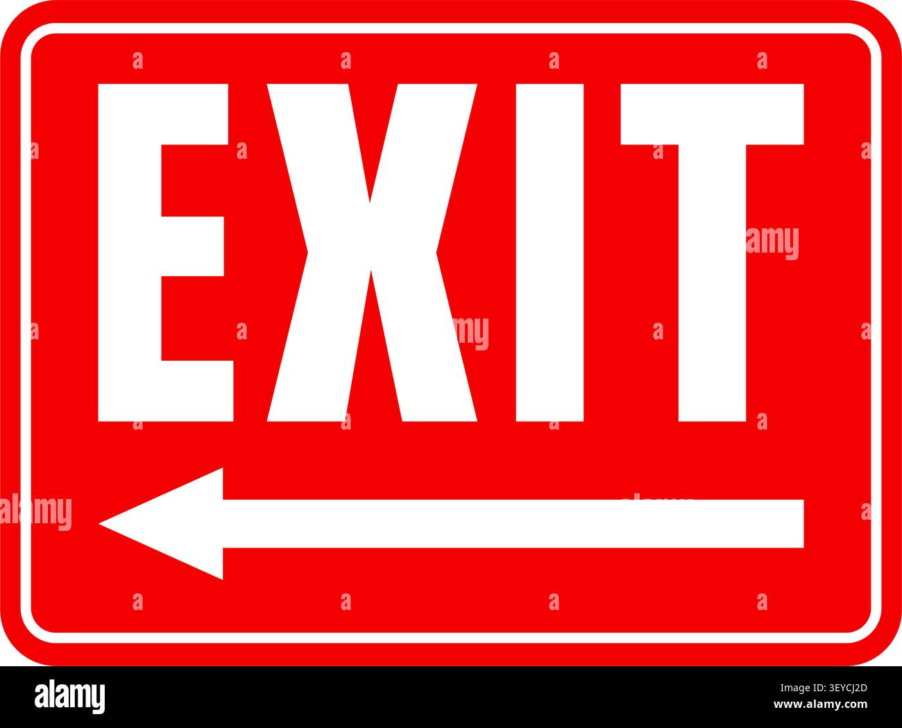 Red Emergency Exit Sign Board with Left Arrow. Vector Illustration Stock Vector