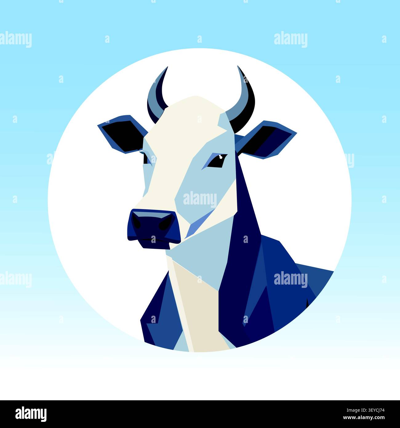 Geometric Cow Portrait Illustration Stock Vector