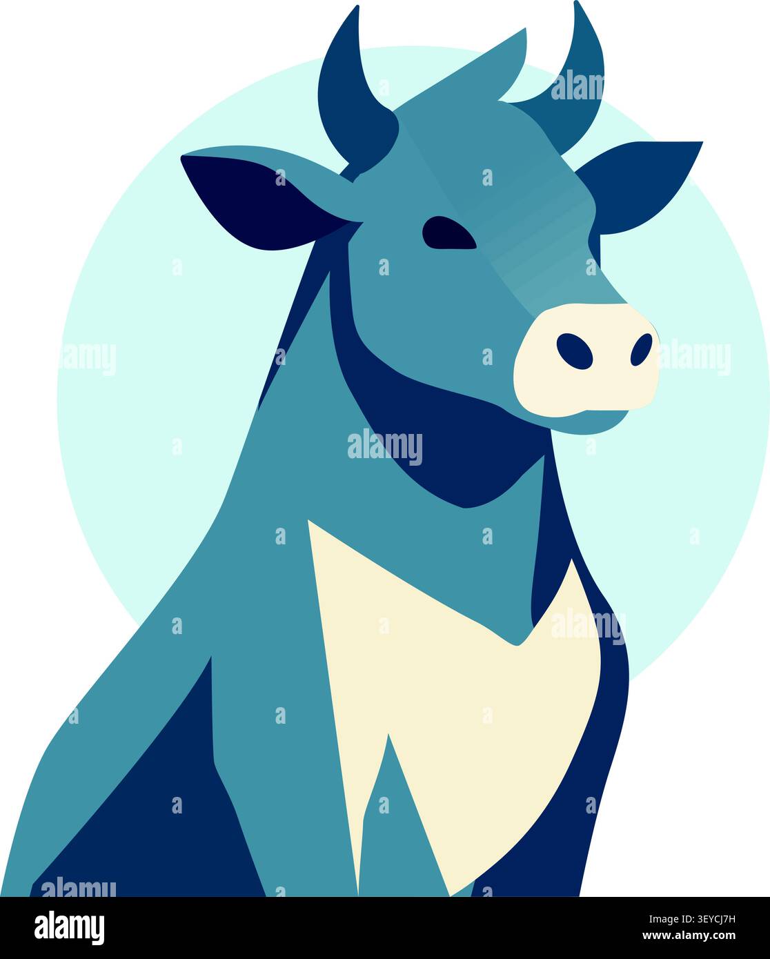 Farm Animal Portrait with Geometric Design Stock Vector