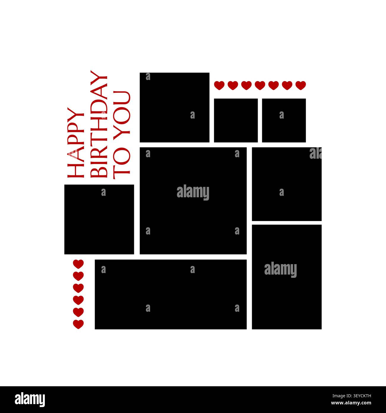 birthday photo collage template Stock Vector
