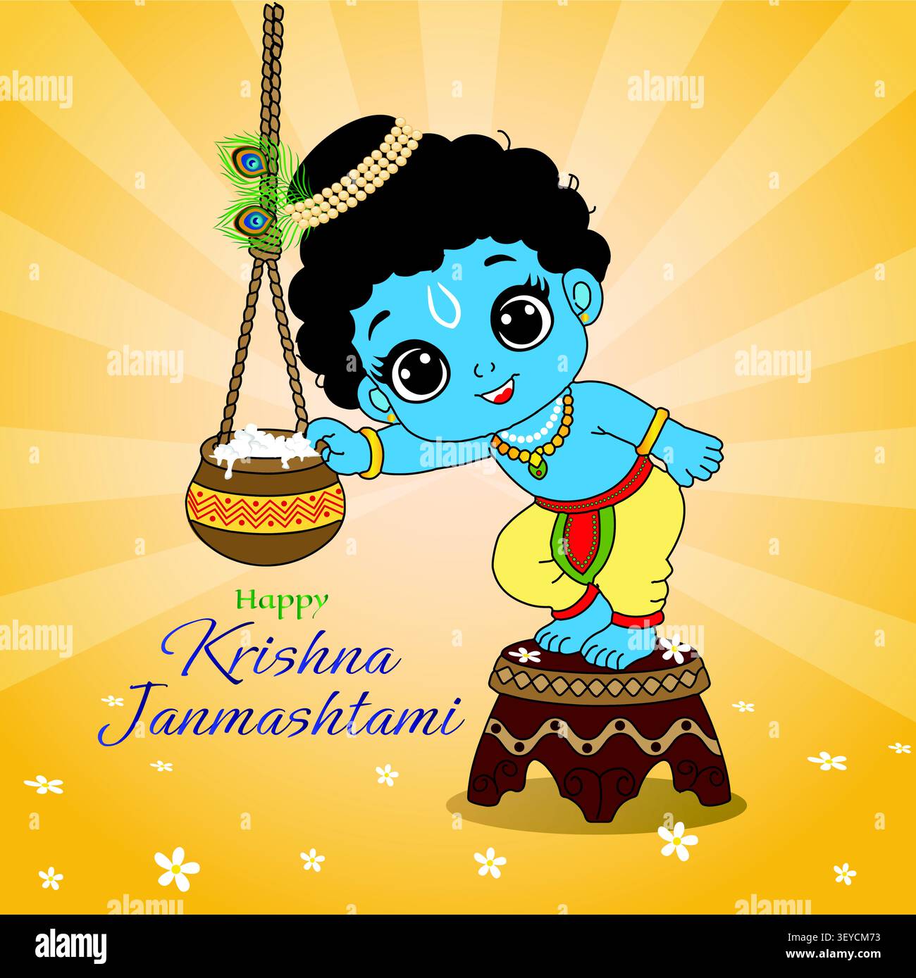 Happy Krishna Janmashtami Illustration Stock Vector