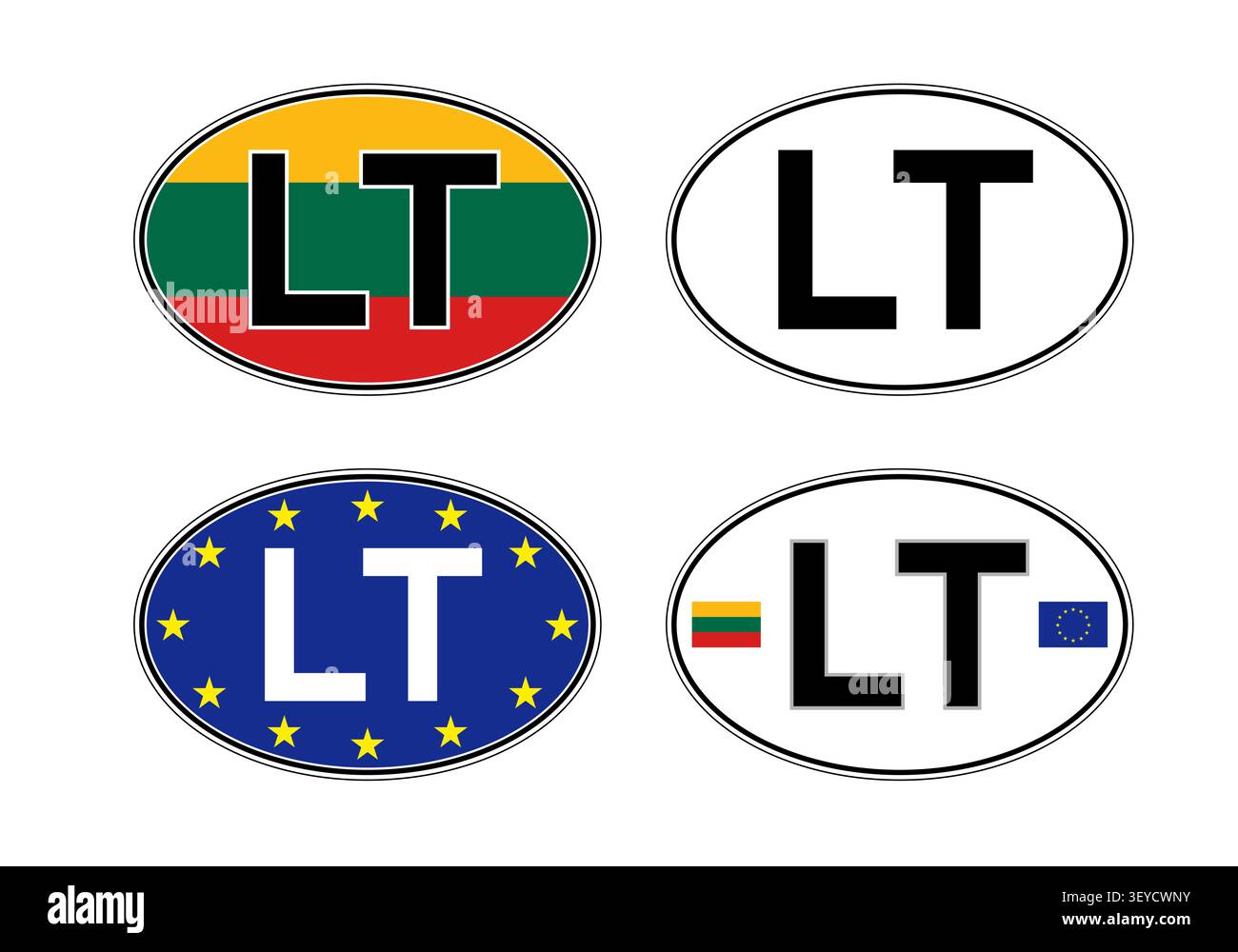Lithuania, oval international vehicle registration code license plate, vector illustration Stock Vector