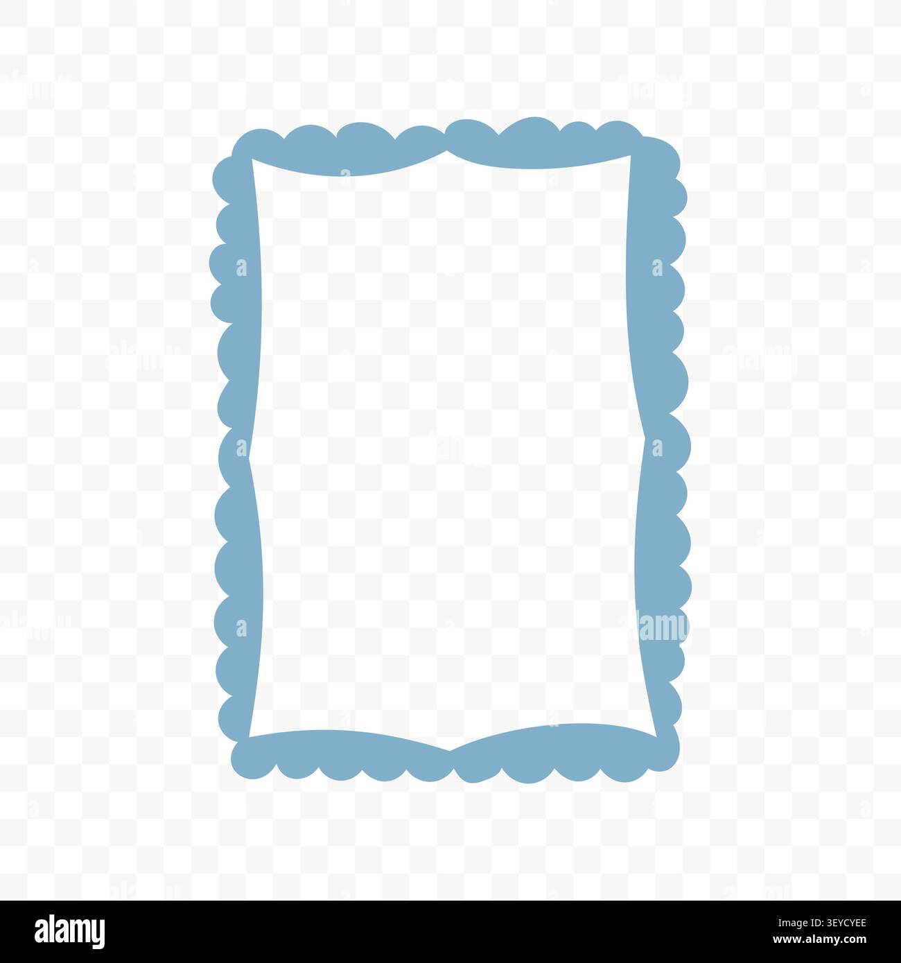 Blue Hand Drawn Scalloped Frame Stock Vector