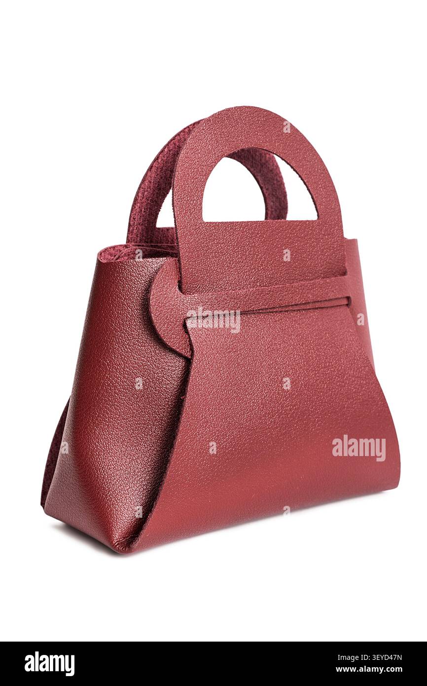 Small brown leather purse isolated on white background Stock Photo