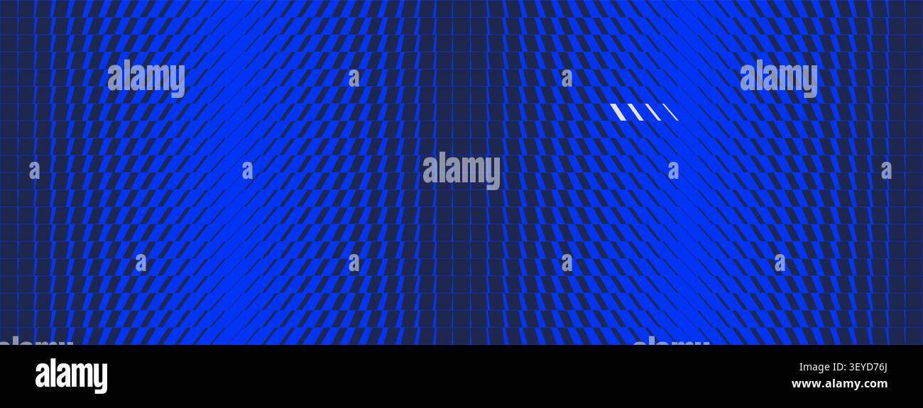 Blue abstract geometric brutalism striped linear pattern, Unique vector banner with transition effect, Dynamic gradient transitional halftone backgrou Stock Vector