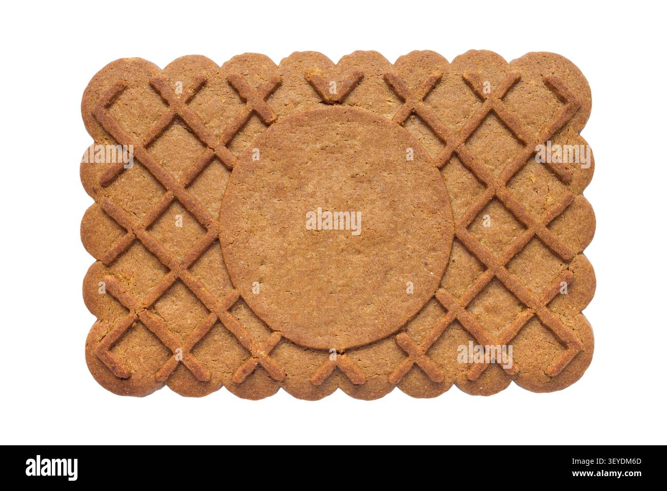 Brown rectangular cookies on a white background. One cookie close-up. Stock Photo