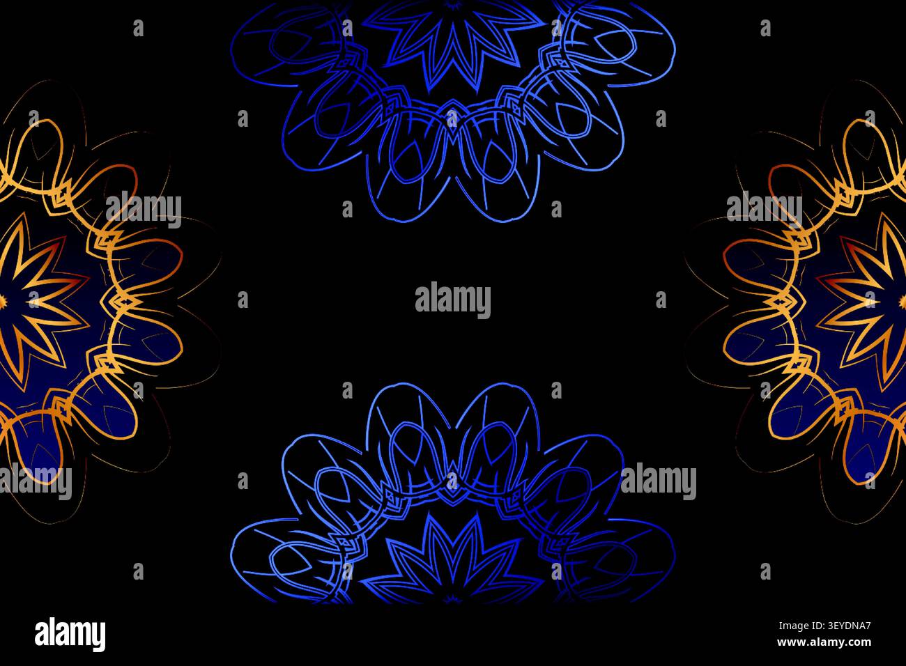 premium blue background with gold mandala Stock Vector