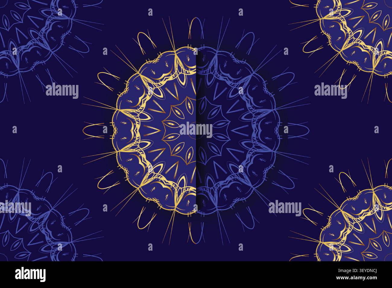 premium gold blue decorative pattern backdrop Stock Vector