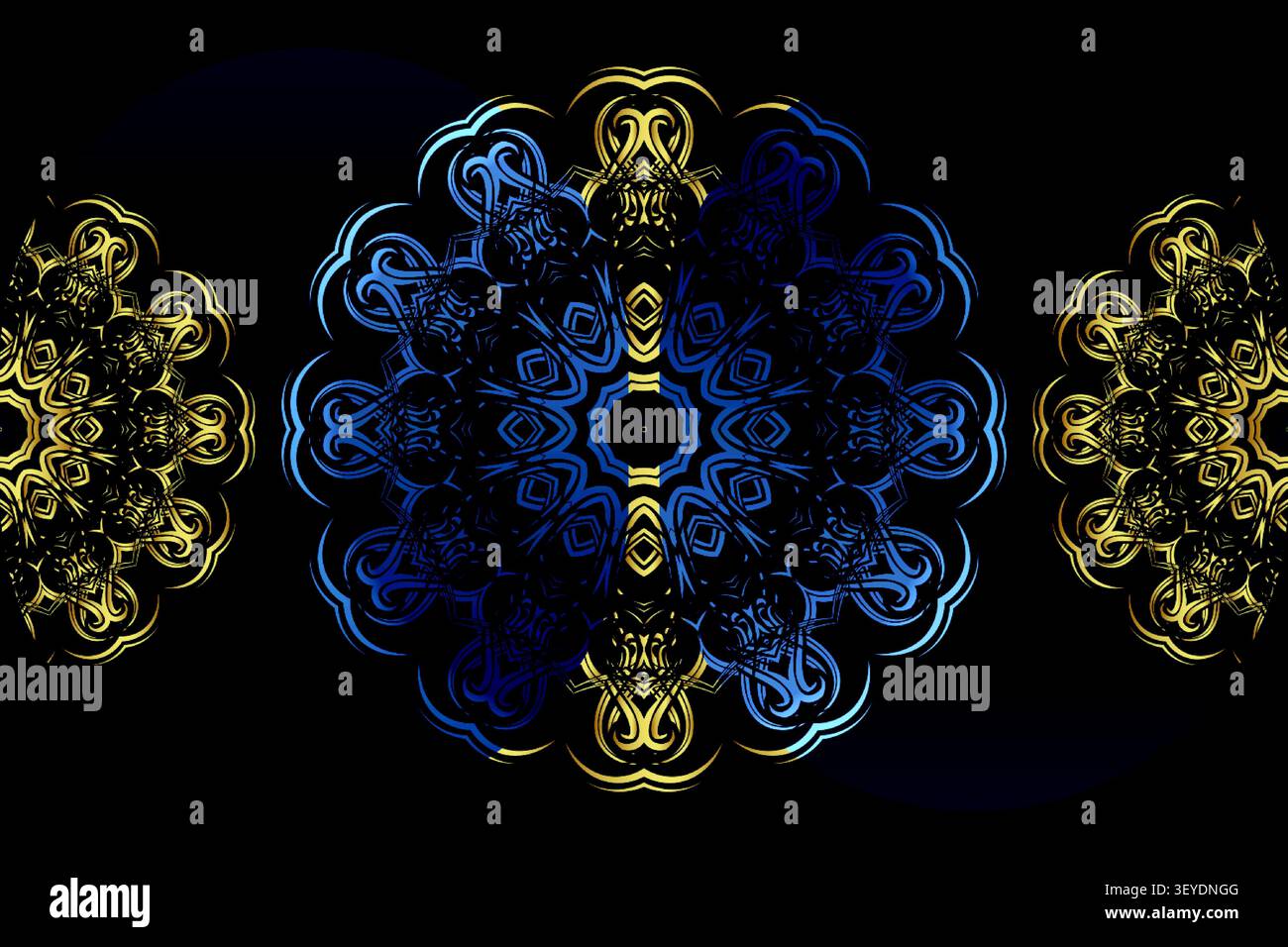 abstract luxury mandala gold navy background Stock Vector