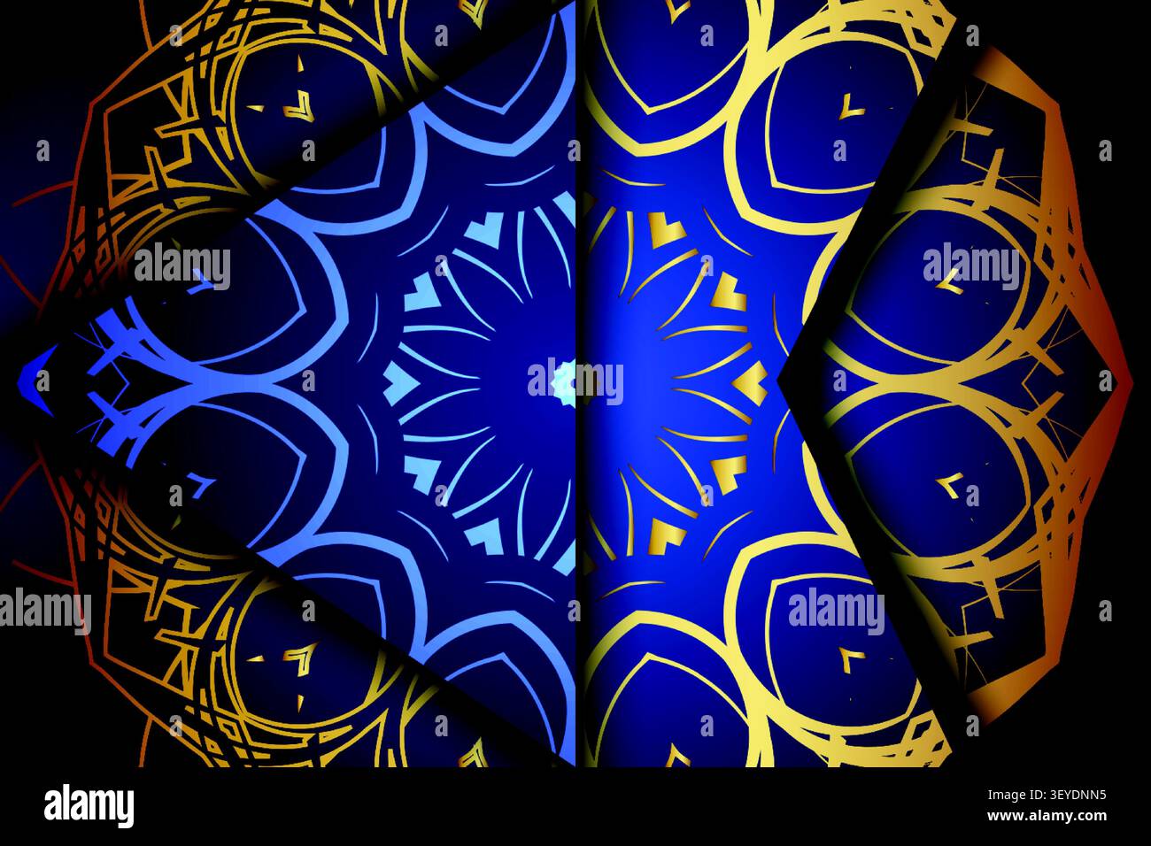 premium blue gold abstract mandala design Stock Vector