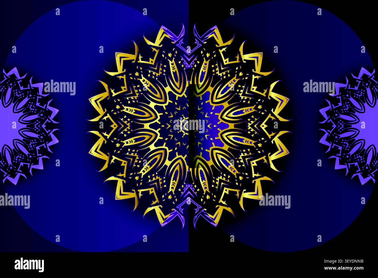 luxury gold blue repeating mandala pattern Stock Vector