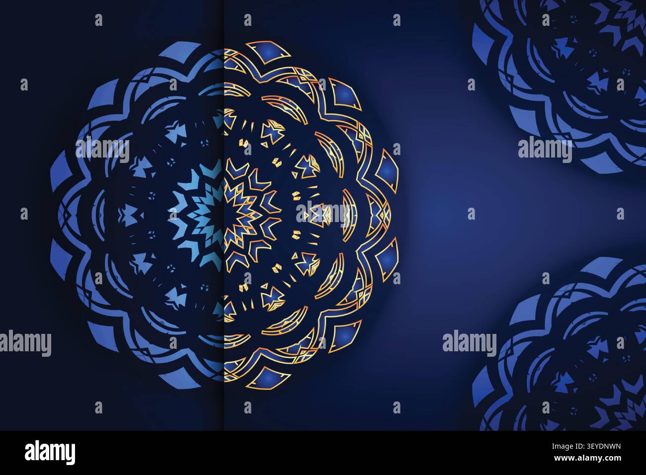 premium decorative gold blue mandala texture Stock Vector