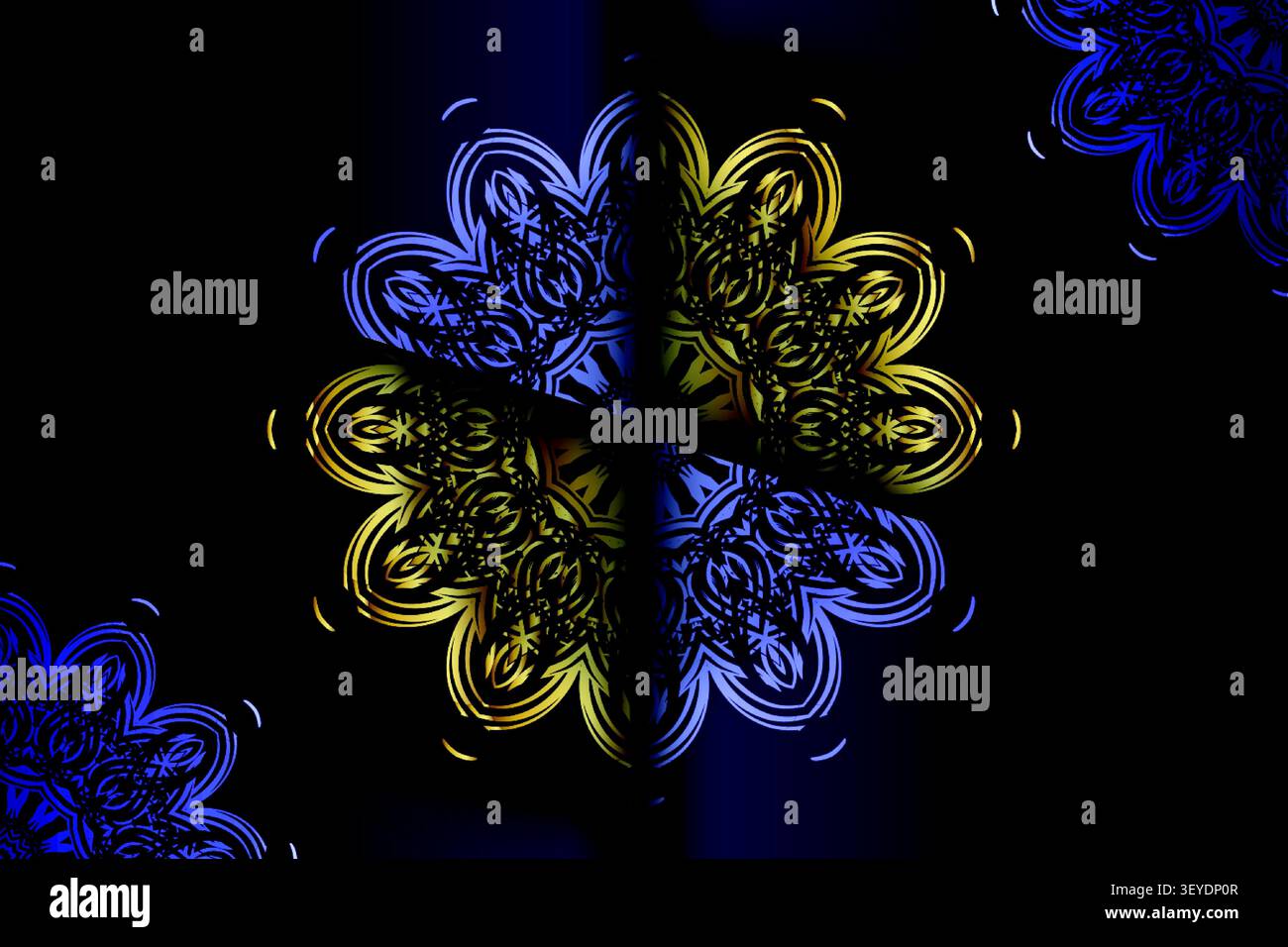 ornate geometric gold blue pattern design Stock Vector