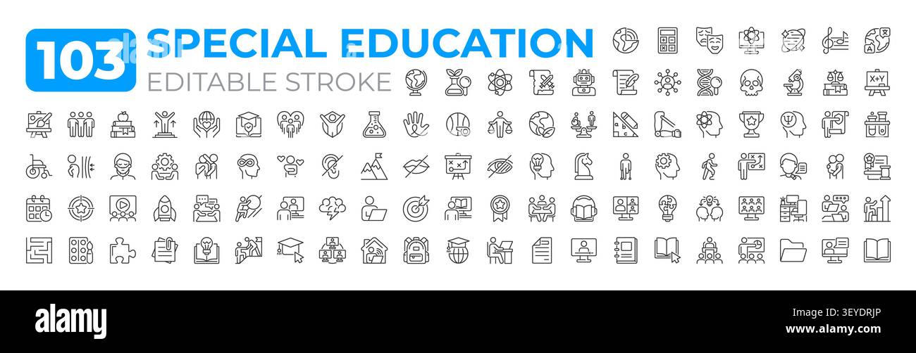 Special education line icons big set Stock Vector