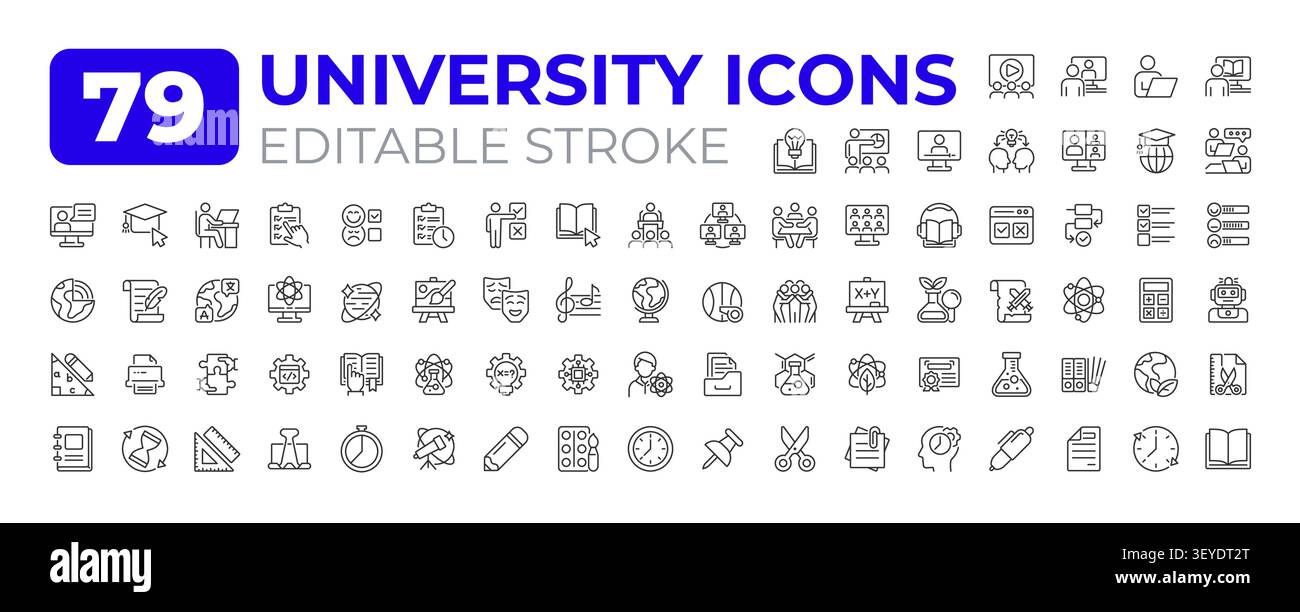 University line icons big set Stock Vector