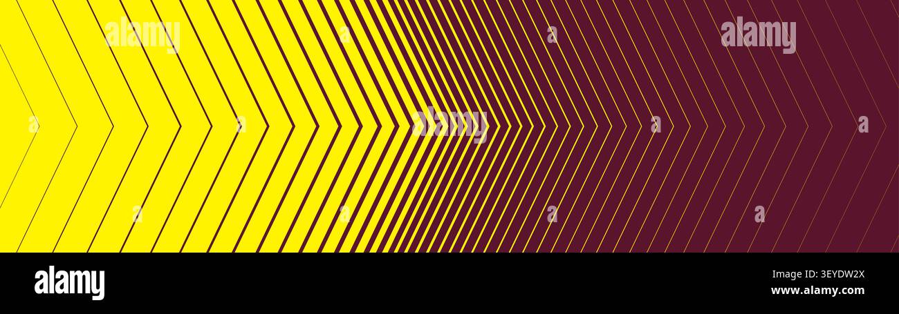 Rhythmic composition with sharp chevron arrow lines and halftone gradient transition, Dynamic geometric stripe pattern creates a fast forward motion e Stock Vector