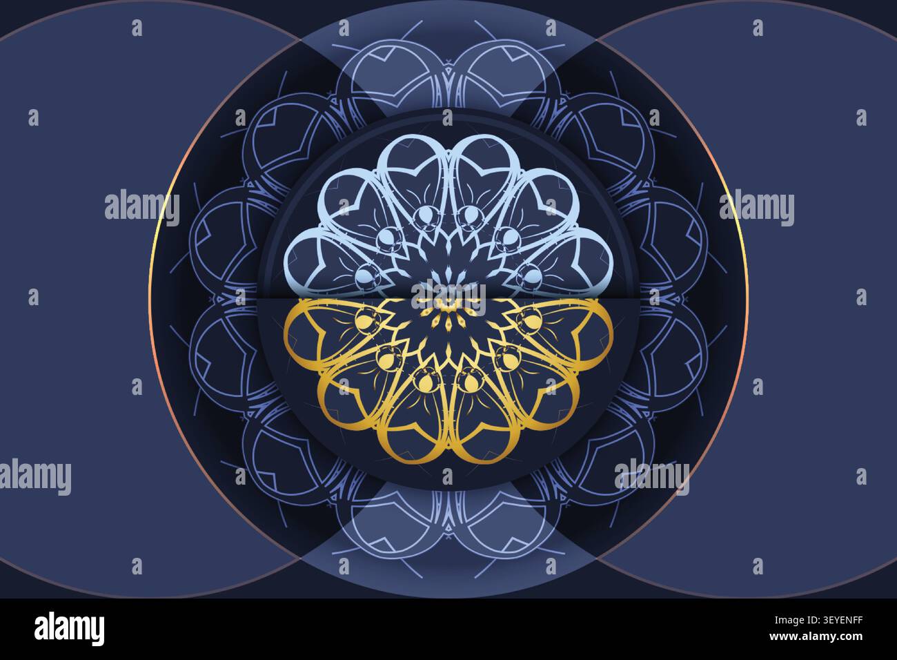 luxury gold blue repeating mandala pattern Stock Vector