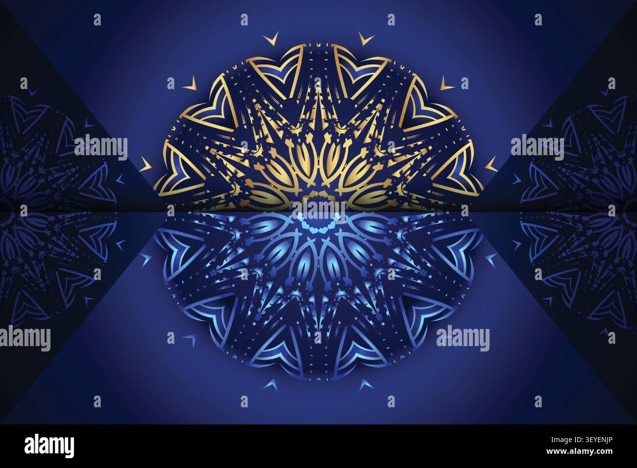 ornate geometric gold blue pattern design Stock Vector